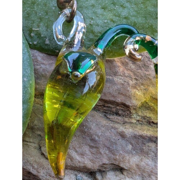Vintage Chile Pepper Glass Earrings, Southwestern Jewelry - Picture 3 of 10